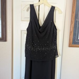 Michaelangelo Black Backless Dress with Silver Accents